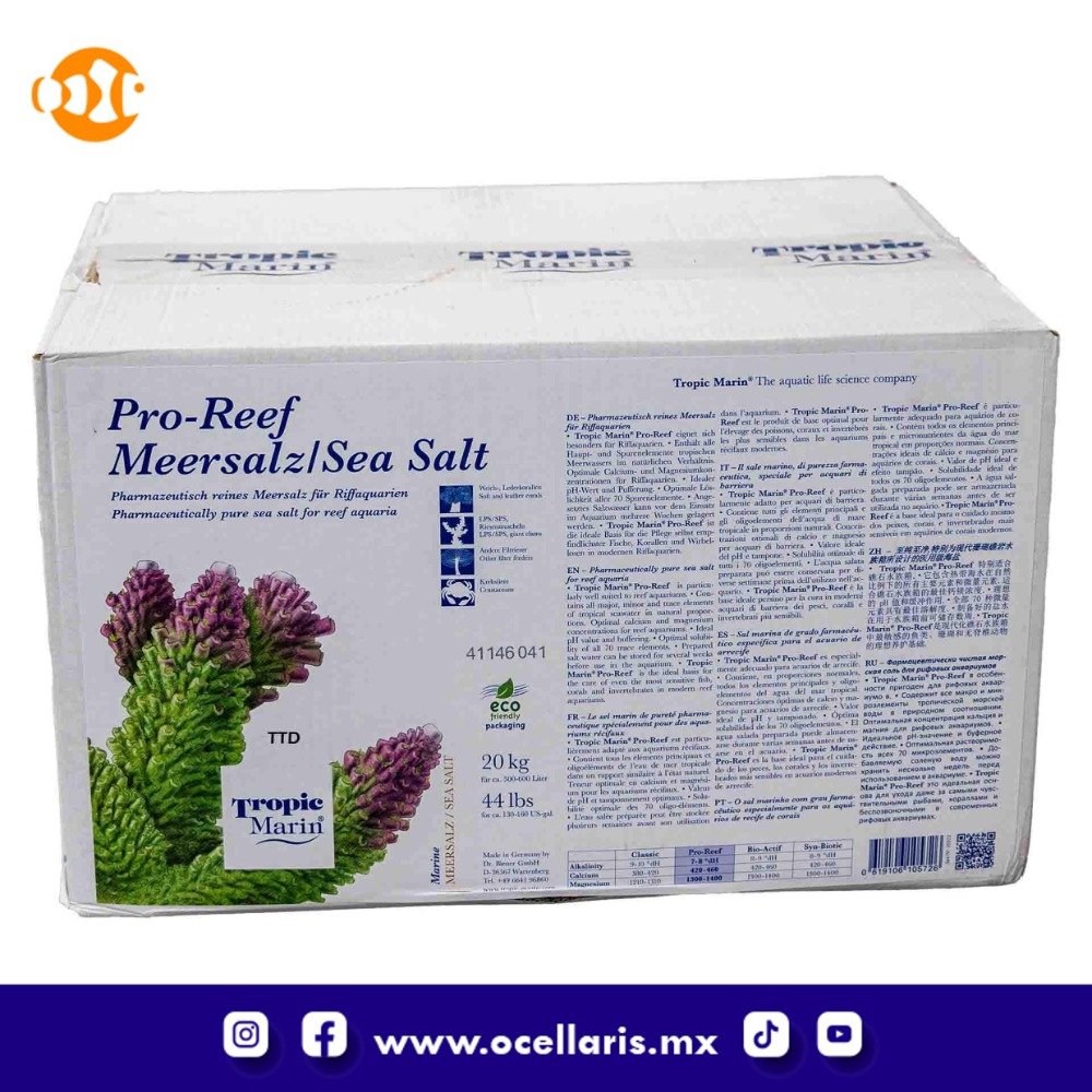 Tropic Marin Pro Reef Salt - Caja 20 Kg / 160 Galones